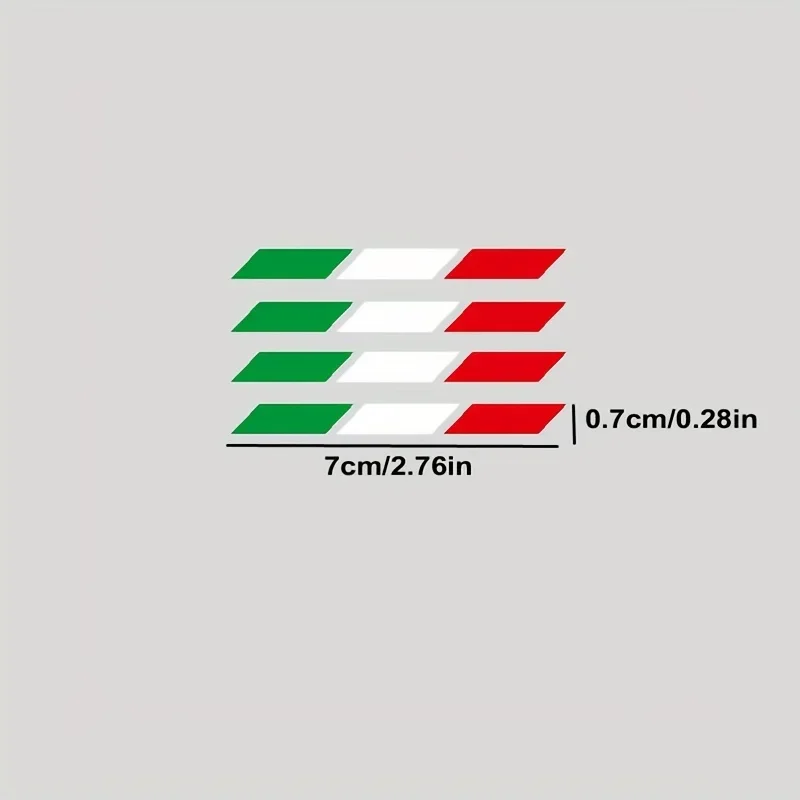 4Pcs Reflective Car Stickers, Green Red Tricolor Vinyl Decals, B-Pillar Decor Anti Scratch Waterproof Auto Exterior Accessories