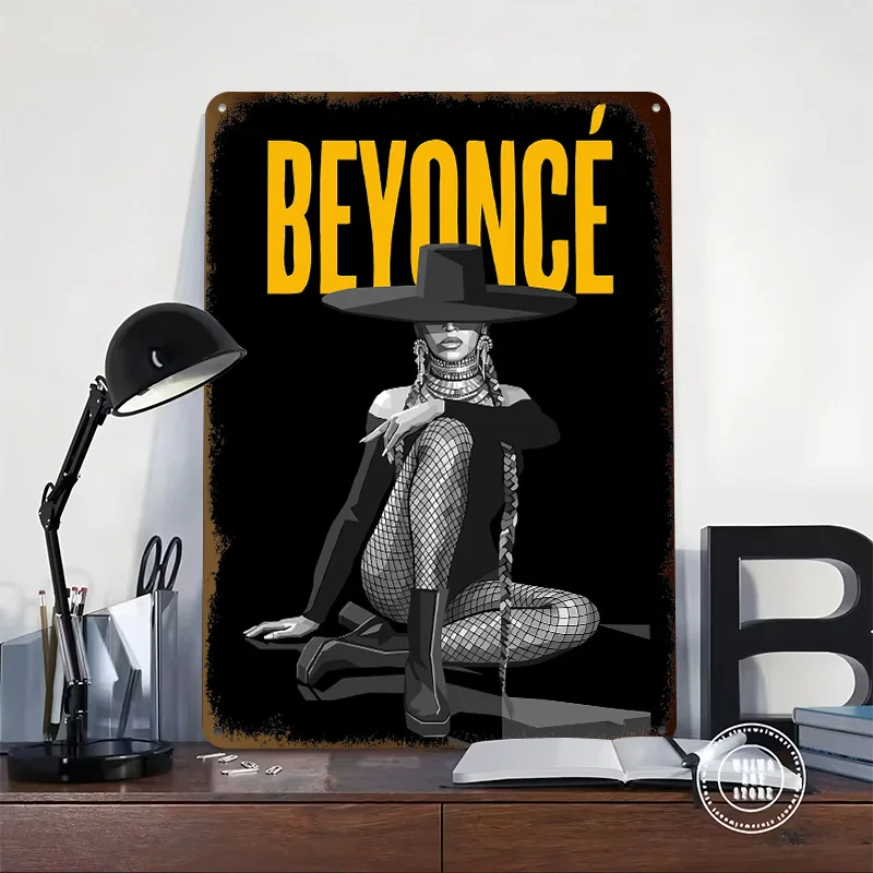 Beyoncé in Black and Yellow Metal Poster Perfect Gift for Fans Lovers Customized Wall Art Metal Sign for Decor Luxury Wand Deko