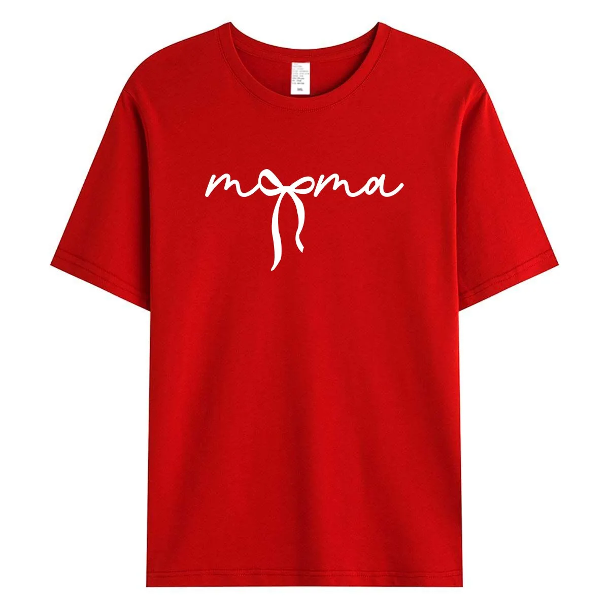 

Women's Casual Cotton T-Shirt with "mama" Handwritten Graphic Print, Short Sleeve Crewneck Loose Fit Tee for Daily Wear