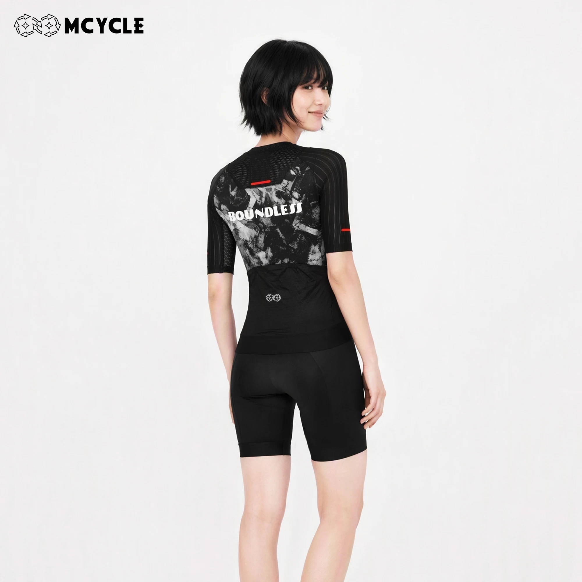 Mcycle Women Short Sleeve Cycling Jersey Four-Way Stretch Seamless Heat Transfer Logo Print Wholesale Road Bike Clothing