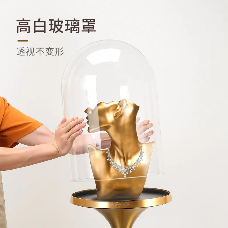 High jewelry display cabinet, round glass dust cover, gold jade crafts, luxury watches, display counter
