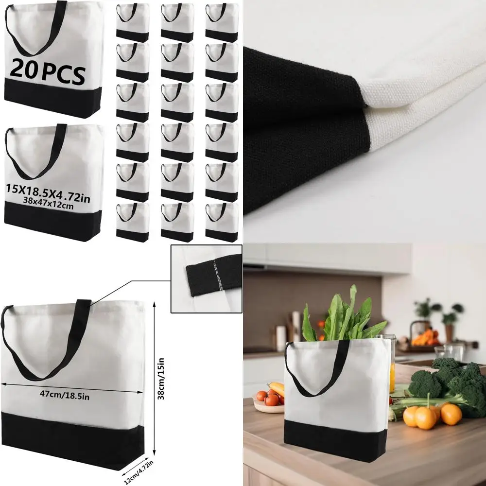 

Polyester Sublimation Tote Bags - Blank Canvas Totes for DIY Crafting and Personalized Decorating
