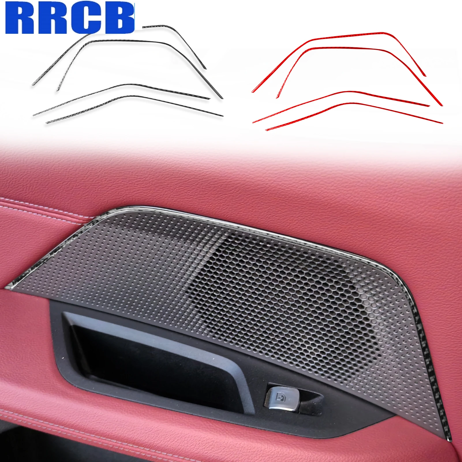 

For BMW 4 Series G22 G23 G26 2021-2024 Car Accessories Carbon Fiber Door Handle Stereo Audio Horn Interior Cover Stickers Trim