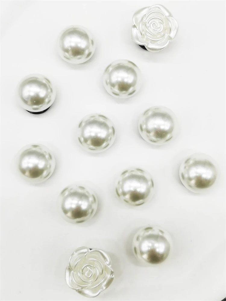 12PCS Shoe Charms Accessories DIY Clogs Buckle Elegant Imitation Pearls Floral Decoration Fit Women Beach Bag Sandals Party Gift