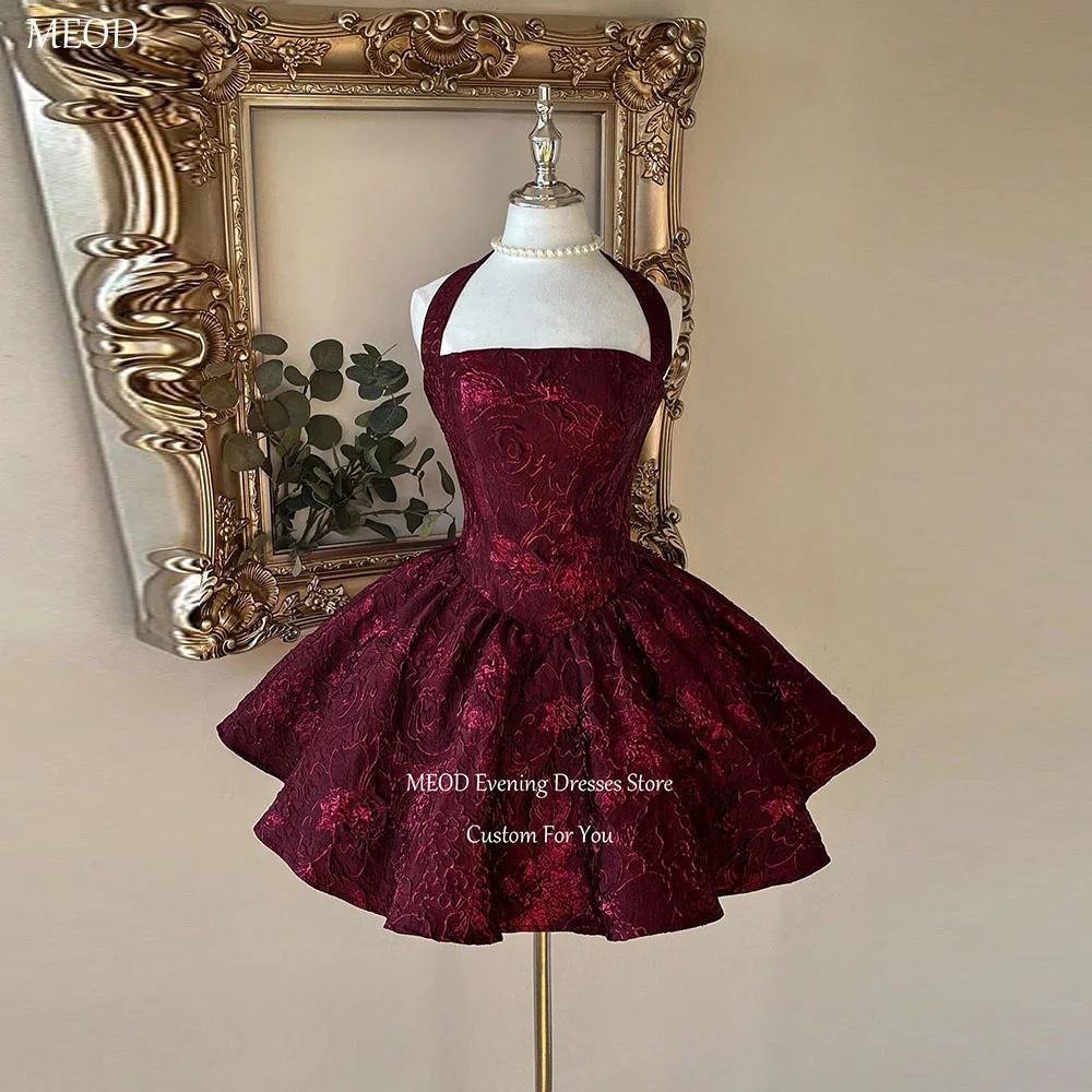 MEOD Vintage Neckholder-Abschlussballkleid, modisch, Burgunderrot, Robe De Soiree De Mariage, ärmellos, kurze Abschlusskleider, individuell gestaltet