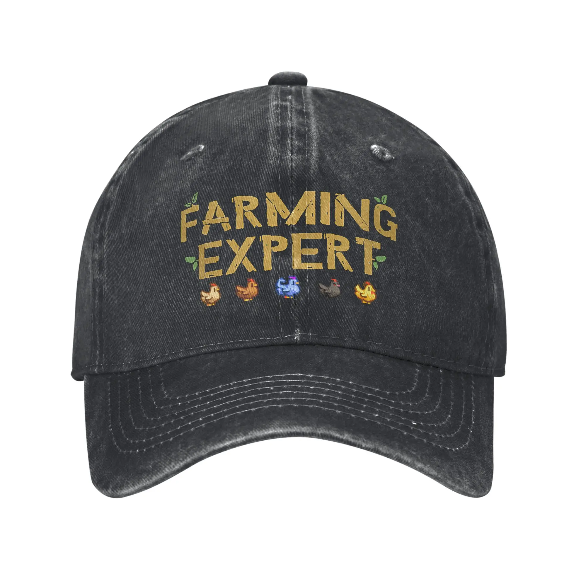 

Stardew Valley Farming Expert Baseball Caps Unisex Distressed Washed Snapback Cap Cute Chicken Outdoor Workouts Adjustable Hats