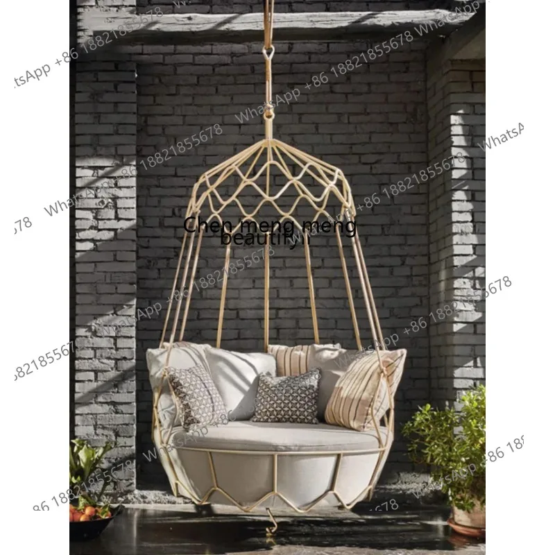 S7486 ss Outdoor Nordic Rattan Swing Garden Hanging Basket Villa Creative Leisure Lying Bed Sofa Combination