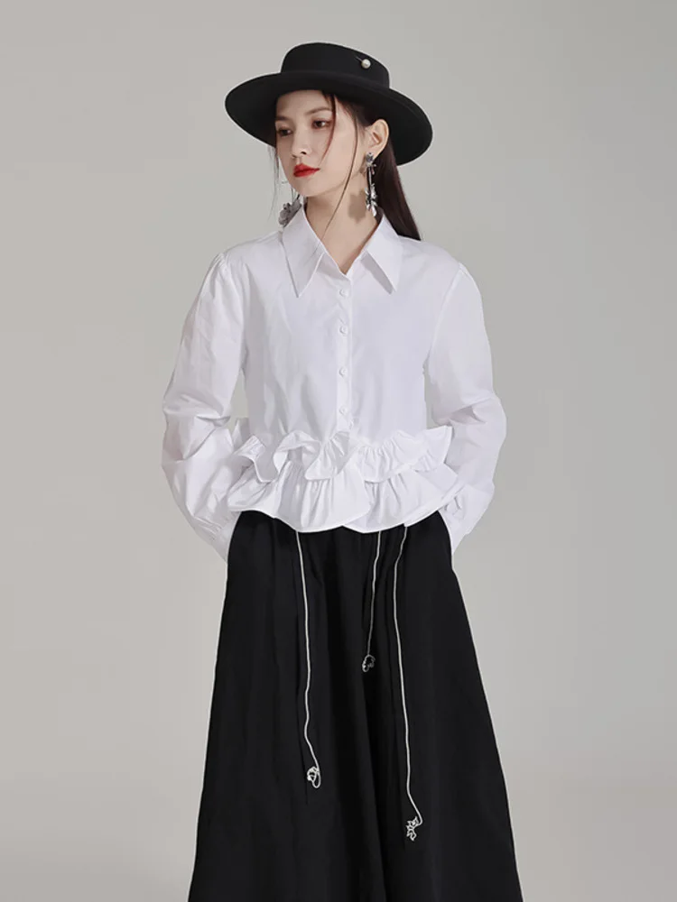 

Loose Kpop Stage Costume Dance Competition Women Modern Hanfu Top Jazz Ruffles Line Clothing Latin Flamengo Shirt 2024 Korean