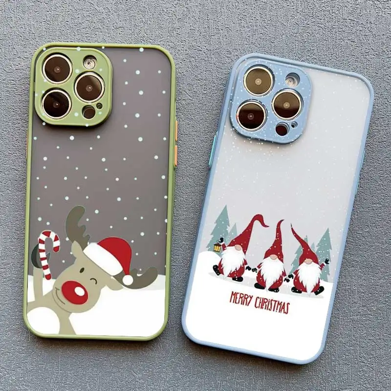 Cartoon New Year Christmas Santa Claus Phone Case For iPhone 16 15 14 7 8 Plus 13 12 11 14 15 16 Pro Max XS X XR Shockproof Case