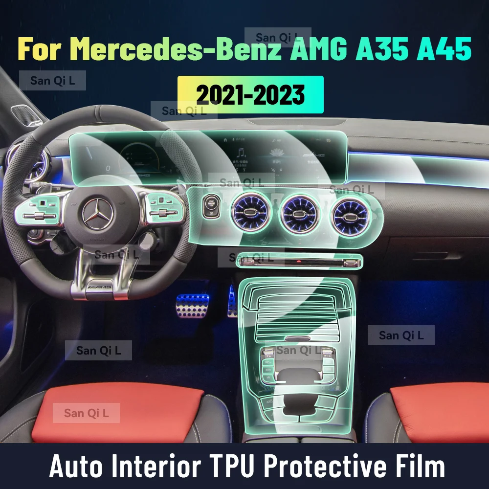 

Защитная внутренняя пленка против царапин для Mercedes Benz AMG A35 A45 2021-2023, автомобильный ТПУ, аксессуары для экрана центральной консоли