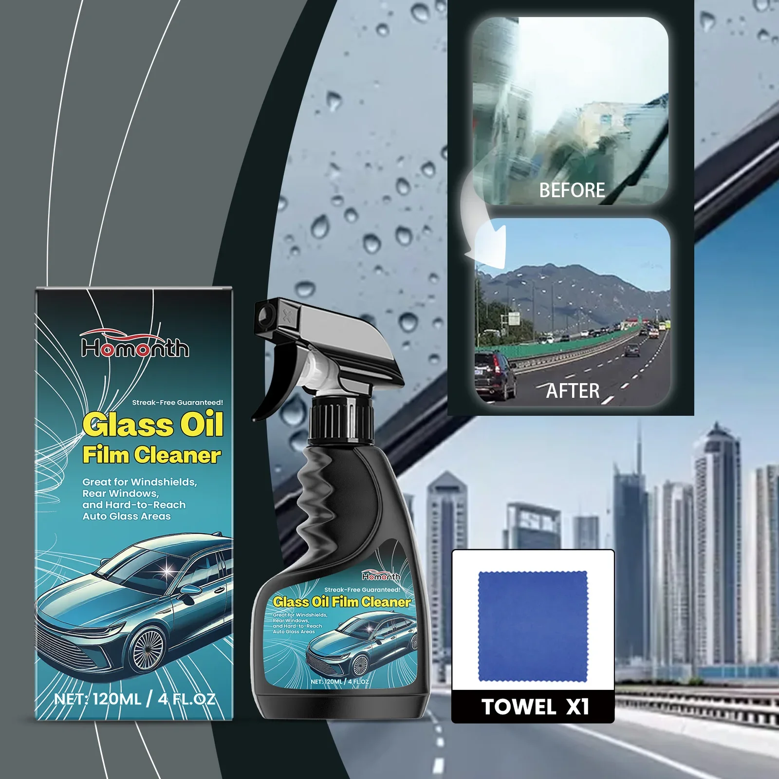 Glass Oil Film Cleaner Car Glass Cleaner Car Windshield Water Repellent