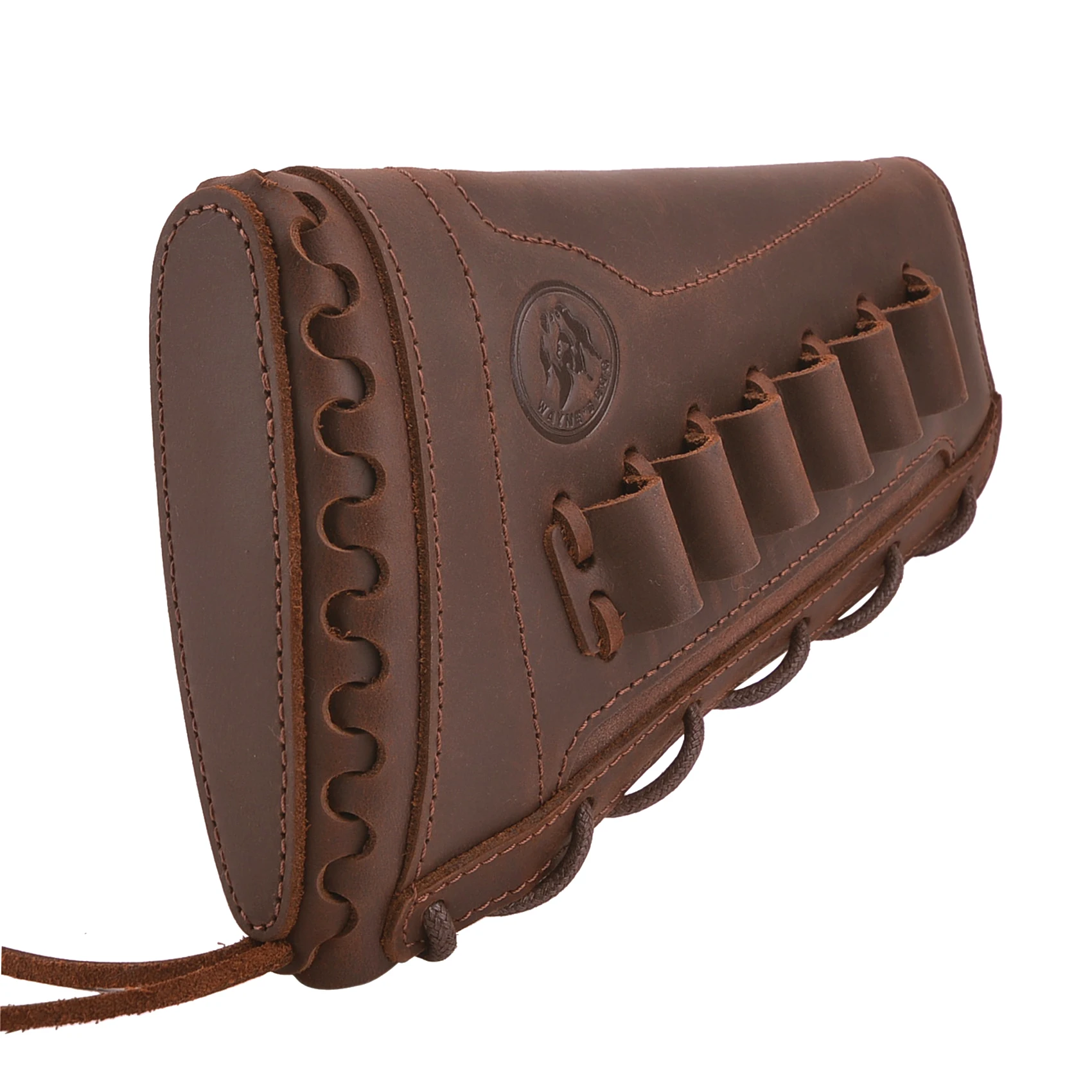 

WAYNE'S DOG Leather Rifle Buttstock Cheek Rest Ammo Holder for .308, 30-06, 30-30, 357, 45-70 .22LR 12GA 16GA 20GA Right Handed