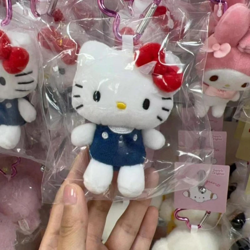 Sanrio – porte-clés en peluche Hello Kitty, 10CM, dessin animé Kawaii, boucle en forme de cœur, jouet en peluche, pendentif, sac mignon, ornement de sac à dos, breloque cadeau