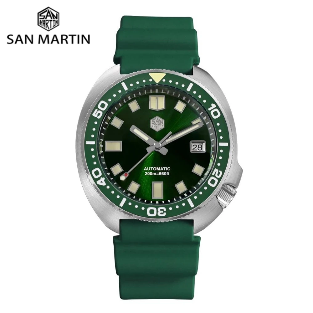 San Martin New 44mm Turtle Men Mechanical Watch NH35 Self-Wind Automatic Wristwatch Sapphire Lume 20Bar Luxury Reloj SN0047G-B