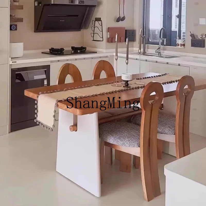 

FG log wind solid wood dining table and chair combination B & B restaurant dining table cream wind living room tea table