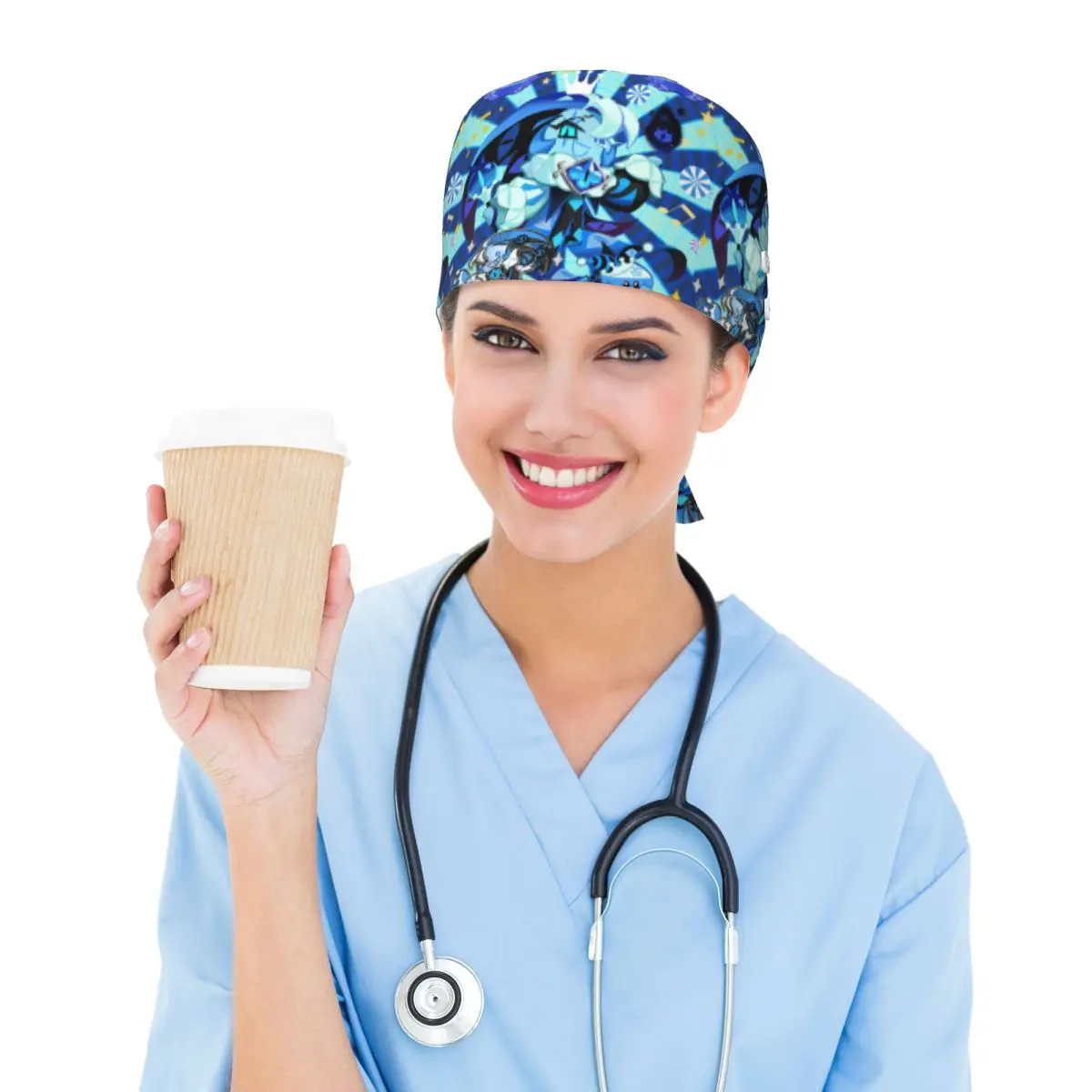 Shadow Milk Cookie Run Kingdom Scrub Hat Doctor Working Surgical Cap Unisex Adjustable Nursing Caps for Dentist