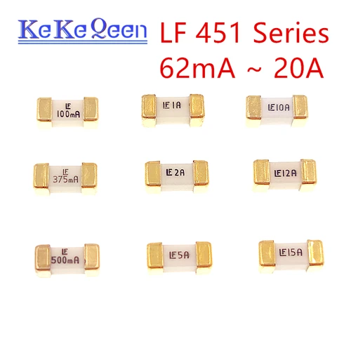 10 Uds LF 1808 fusible de soplado rápido SMD 125V 451 62mA ~ 20A 125mA 315 375 500mA 1 2 3 4 5 6A 1.5A 2.5A 3.15A 3.5A 6.3A 7A 8A 10A 12A 15A