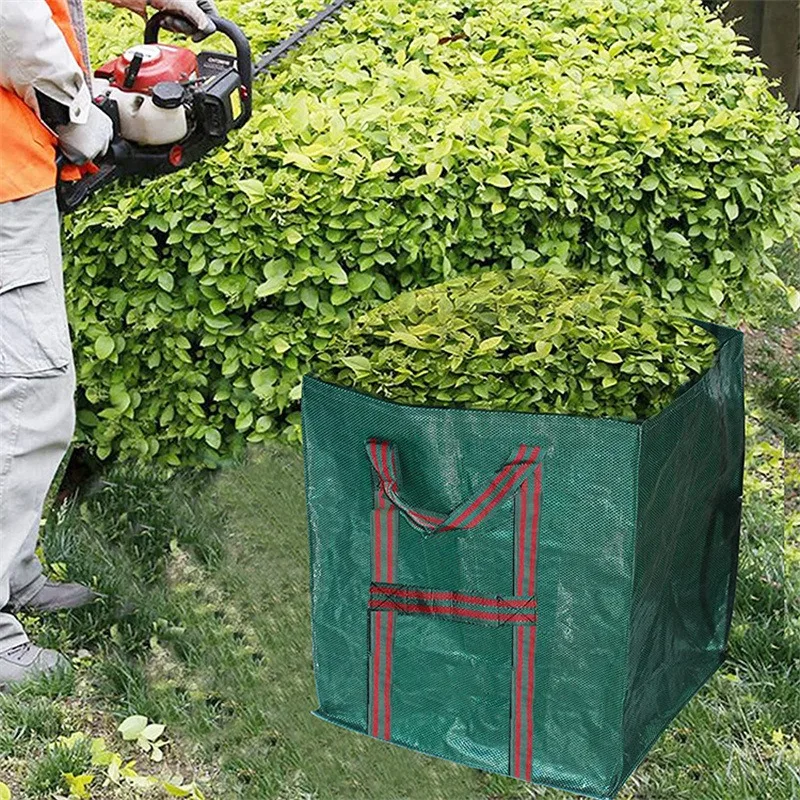 Heavy Duty Garden Waste Collection Bag Large Reusable Lawn Leaf Storage Bag Yard Cleanup Sack with Handles Outdoor Garden Waste