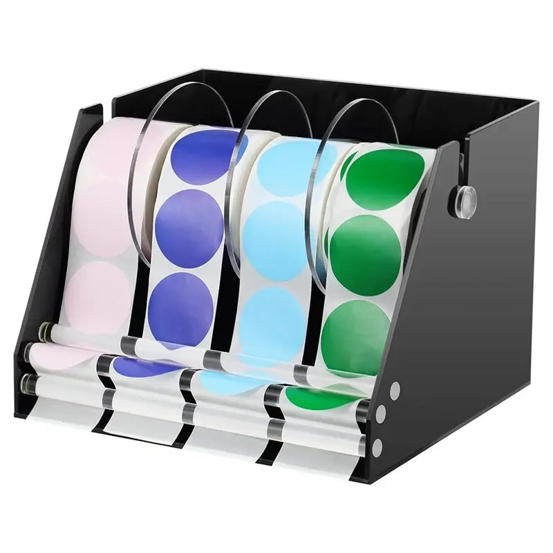 Adjustable Label Dispenser Sticker Dispenser Label Roll Holder Acrylic Tape Organizer Stand