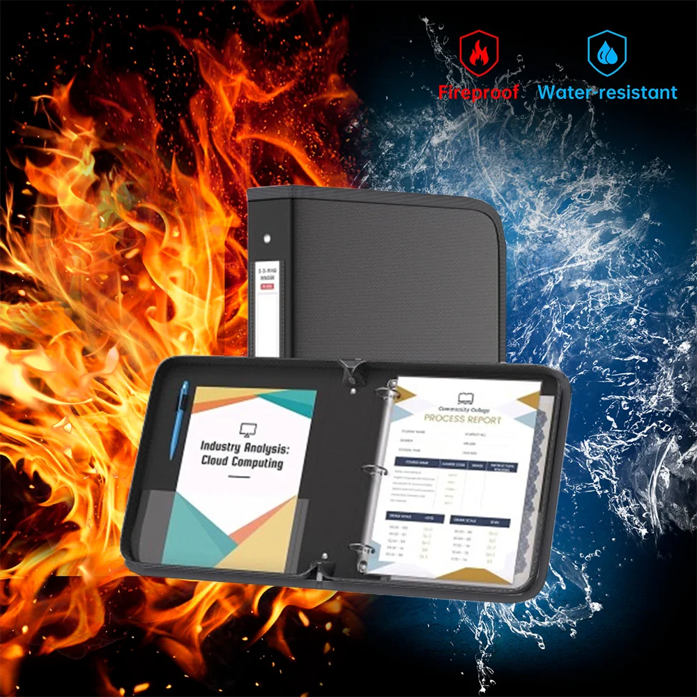 3 Hole D Shaped Closure Flipchart Binder (without inserts) Fireproof Waterproof Flipchart Binder with Zipper