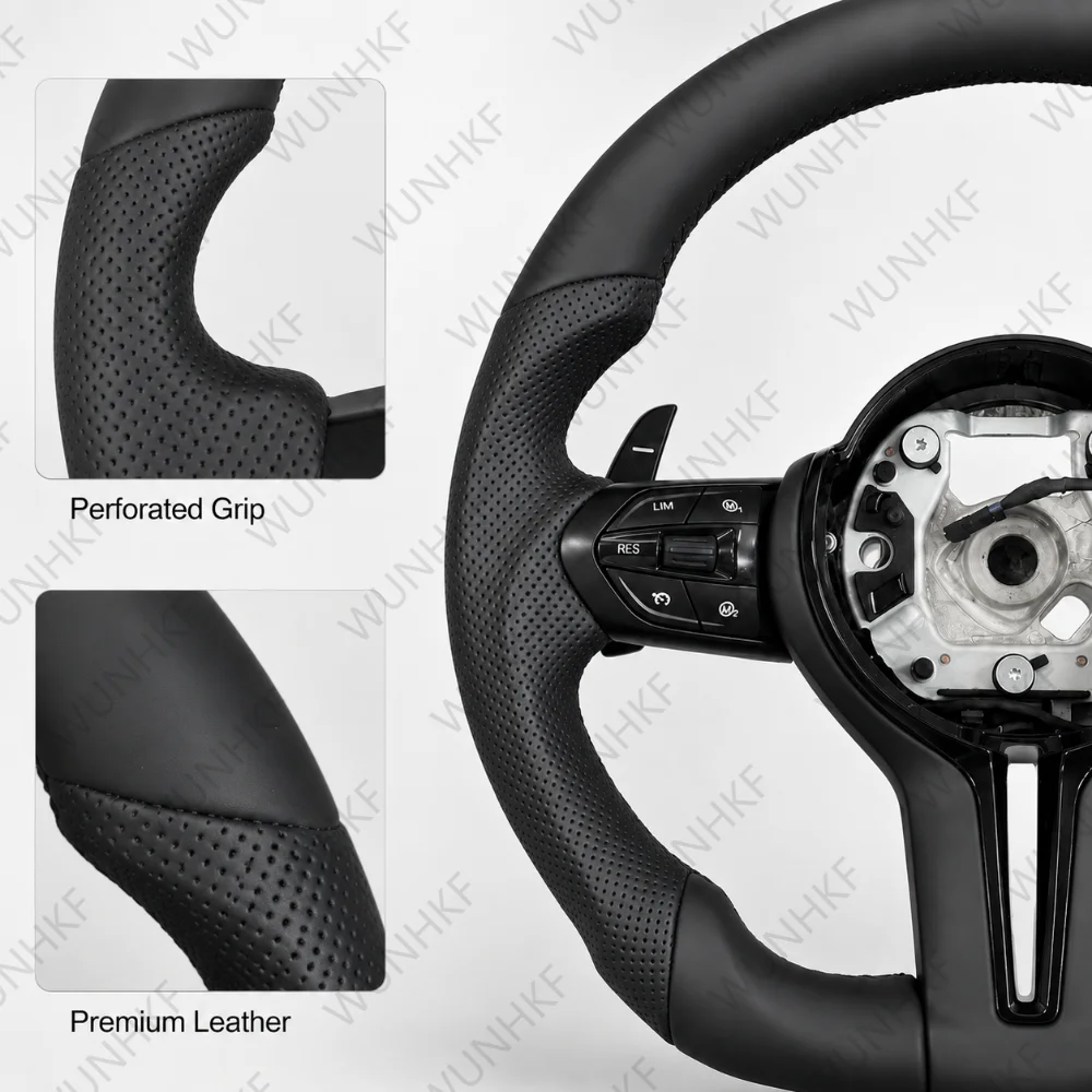 

Black Perforated Leather For BMW F30 F20 F48 M3 F80 F25 E90 E87 X5 E70 F01 F10 Sport Upgrade Modify Accessories Steering Wheel