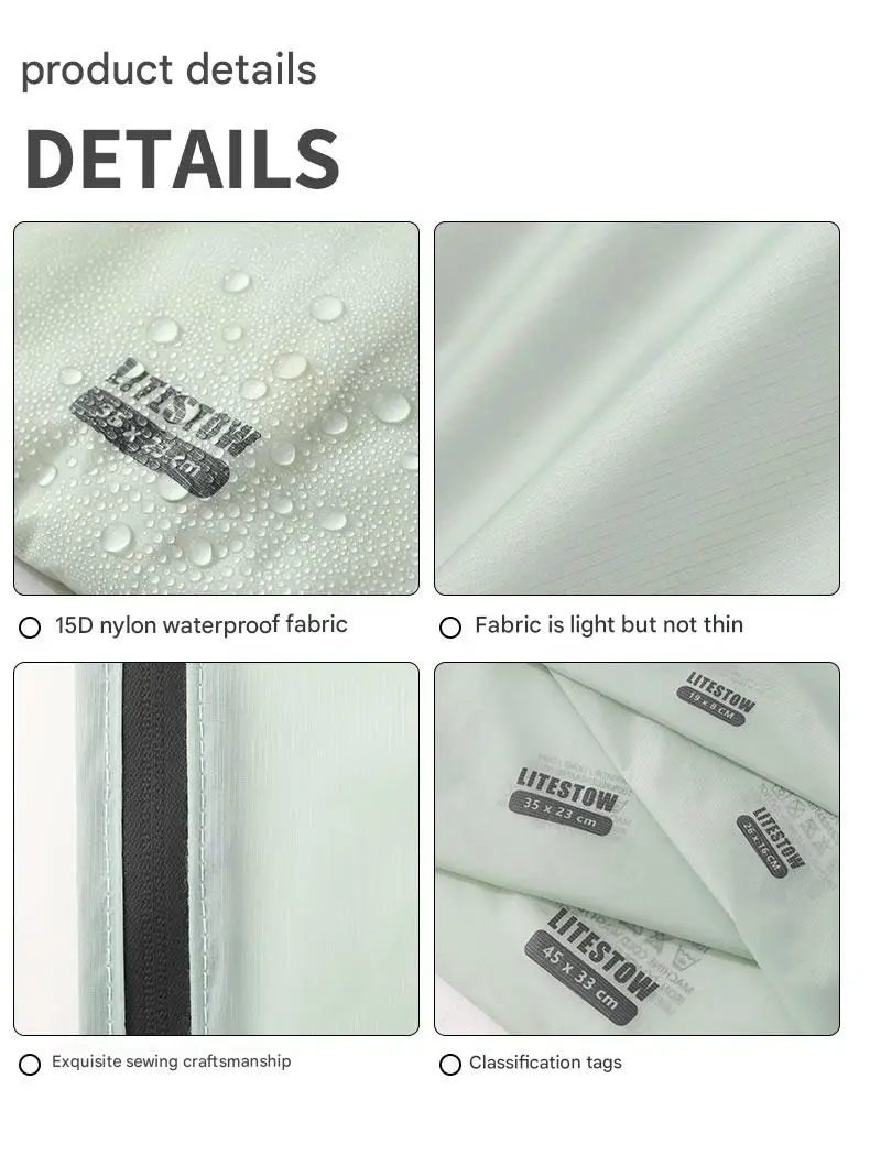 Wasserdichte Reise-Aufbewahrungsbeutel-Set, leichte Nylon-Verpackungswürfel, Beutel, Gepäck-Organizer, Kleidung, Kulturbeutel, Make-up-Tasche – Detail 15