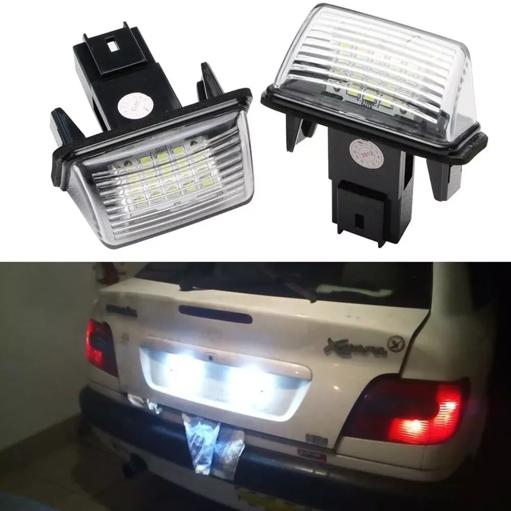 2pcs LED Number License Plate Light For Peugeot 206 207 307 308 406 407 5008 Partner Citroen C3 C4 C5 BERLINGO XSARA SAXO White