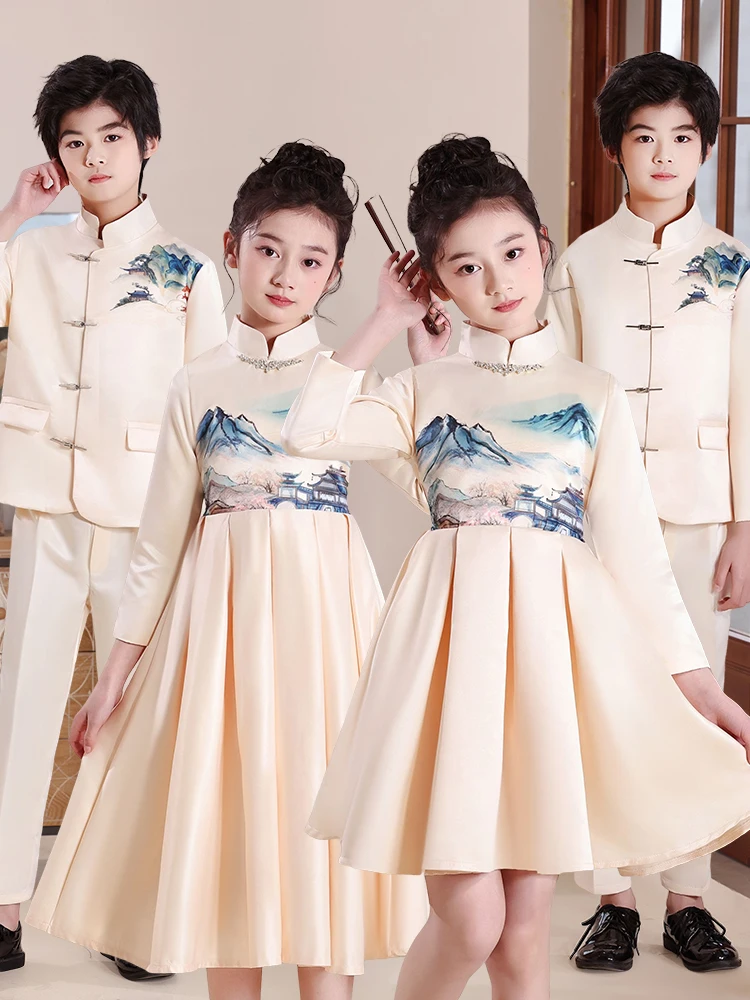 

Children's Performance Outfits National Day Chorus Poem Recitation Girl Elementary School Student Speech Cetition Costume