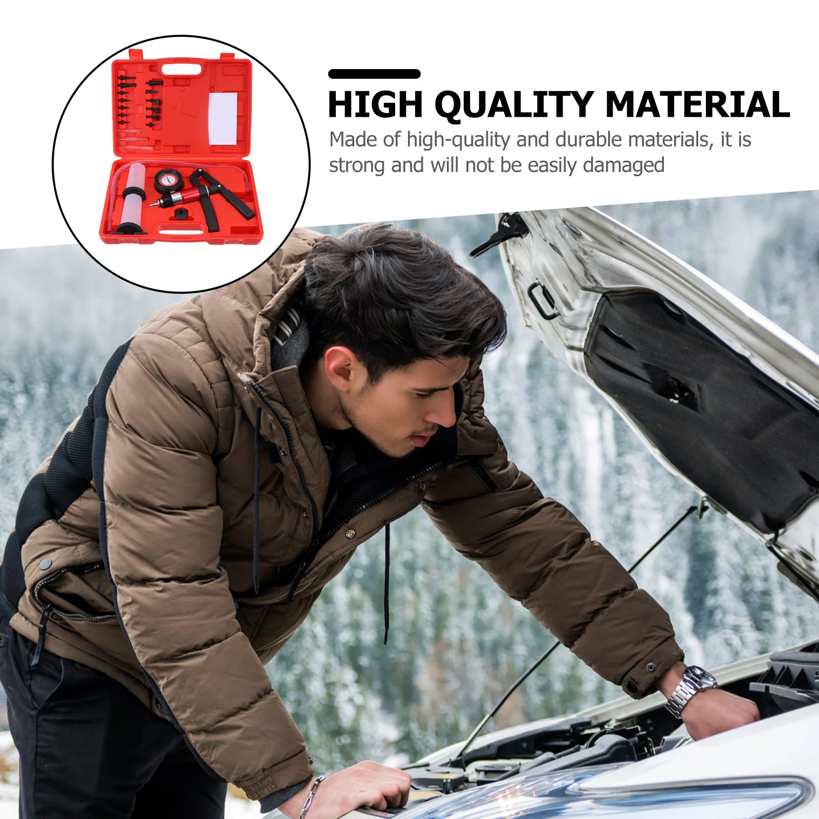 

1Set Handheld Vacuum Pressure Pump Car Brake Clutch Fluid Bleeder Kit Fluid Bleeding Set with Multiple Adapters for Auto