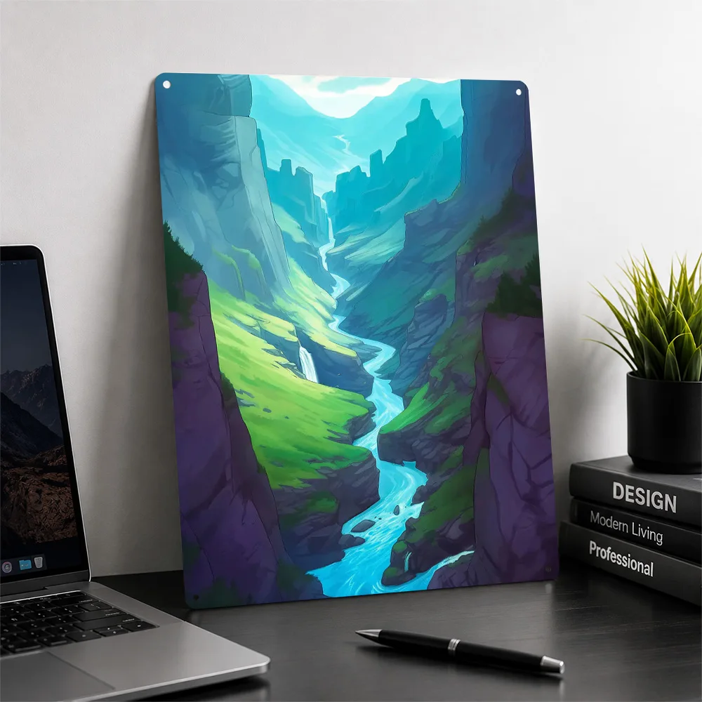 Cold River Canyon Poster Retro 3D Printed Metal Signs Customized Wall Hanging Gift for Room Decorating Interior Home Decoration