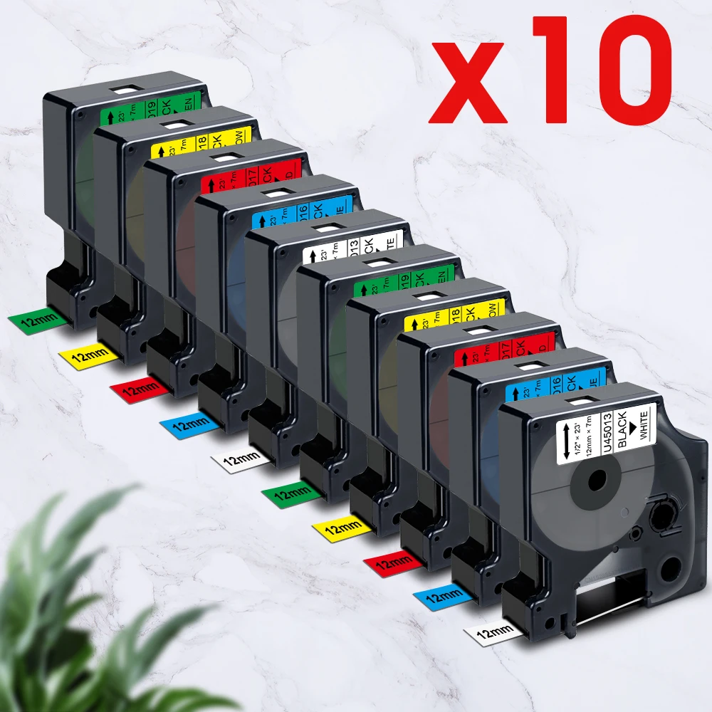 5PK~10PK 45013 6/9/12mm for Dymo D1 Tapes 45013 45010 45016 45017 45018 45019 Printer Ribbon Replacefor Dymo LM160 280 Labeler