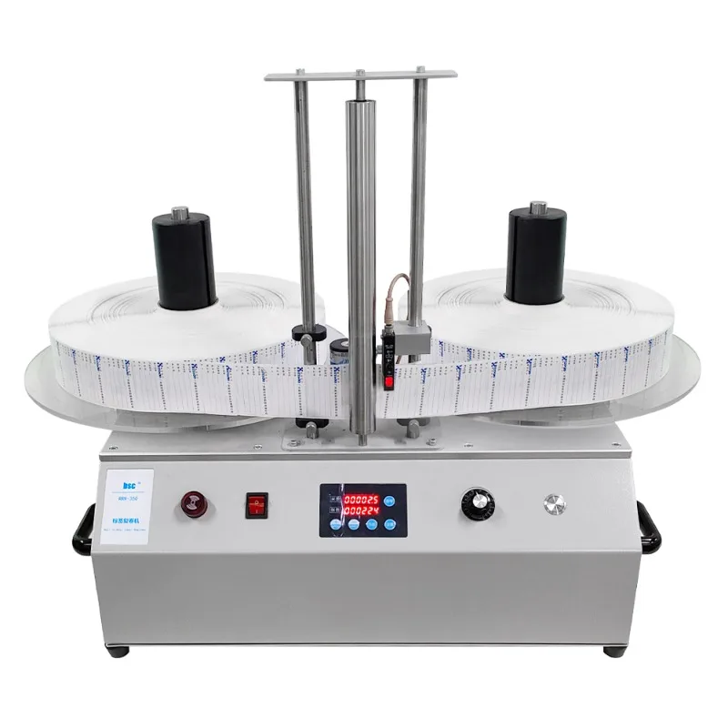 Double Head Automatic Roll to Roll Label Rewinder with Label Piece & Meter Counter Large  Splitting Small Labeling