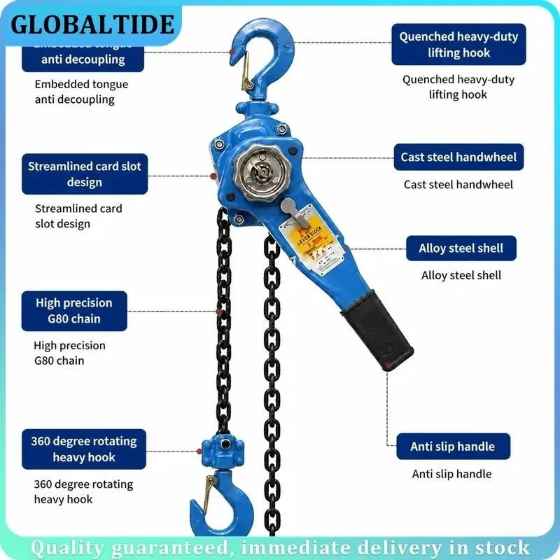 Lever Hoist 2T Hand Hoist Ring Chain Wire Puller Lifting Hoist Portable Lever Block Inverted Chain Tightener Traction Crane