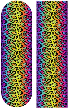 Leopard Print Skateboard Grip Tape Sheet Purple Colorful Animal Skin Print Scooter Deck Griptape Longboard Sandpaper for Kids
