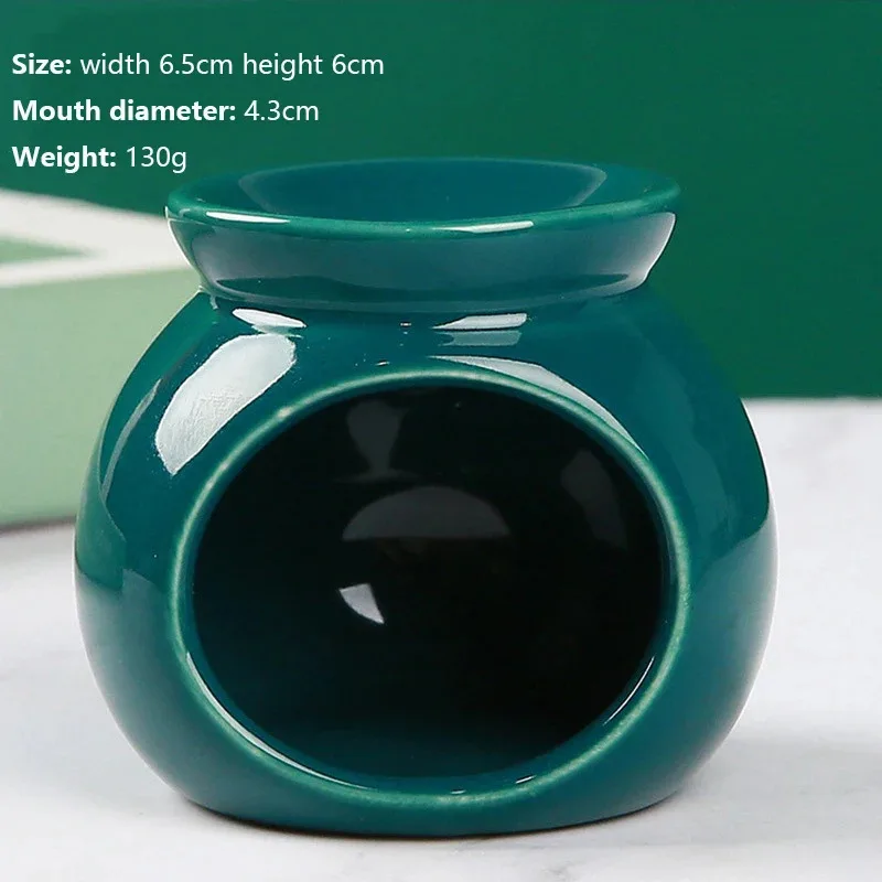 Porcelain Aroma Burner Essential Oil Furance Mini Candle Holder Solid Color Ceramic Crafts Fragrance Item Living Room Home Decor - view 4