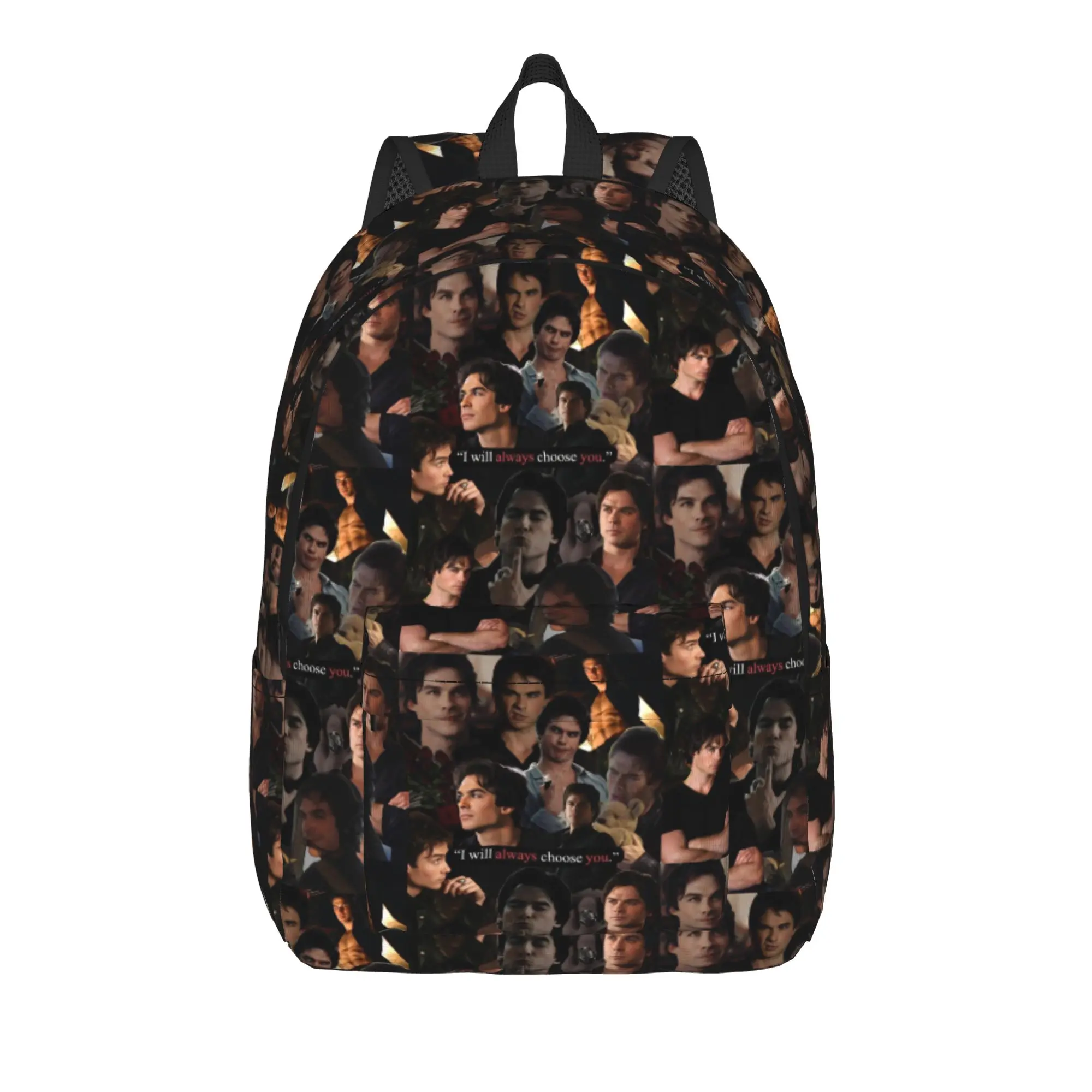 The Vampire Diaries Resuable Movie Backpack Men Damon Salvatore Lightweight Backpacks Polyester Casual High School Bags Rucksack