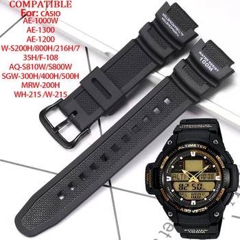 Pulseira de substituição de resina de 18mm para casio ae 1200 1300 1000w W-215 sgw 300 pulseira masculina acessórios de relógio