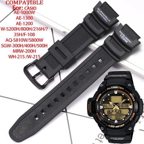 Correa de reloj de repuesto de resina de 18mm para CASIO AE 1200 1300 1000W W-215 SGW 300, pulsera para hombre, accesorios para reloj
