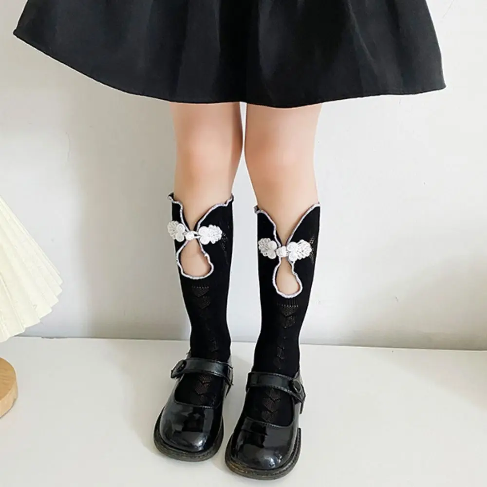 Cute Mesh Kids Lolita Stockings Hollow Out Chinese Style Children Lace Socks Anicent Kids Jk Hosiery Girls