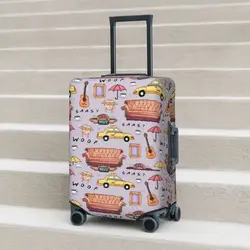 Funda de maleta con estampado de programa de televisión Friends, protección de viaje divertida y útil, suministros de equipaje para vacaciones