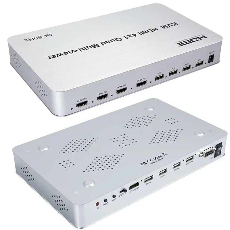4K 60Hz KVM HDMI Multiviewer Seamless Switch 4x1 Quad Multi-viewer 4 Channel Video Multiplexer for PS4 Camera Laptop PC with PIP