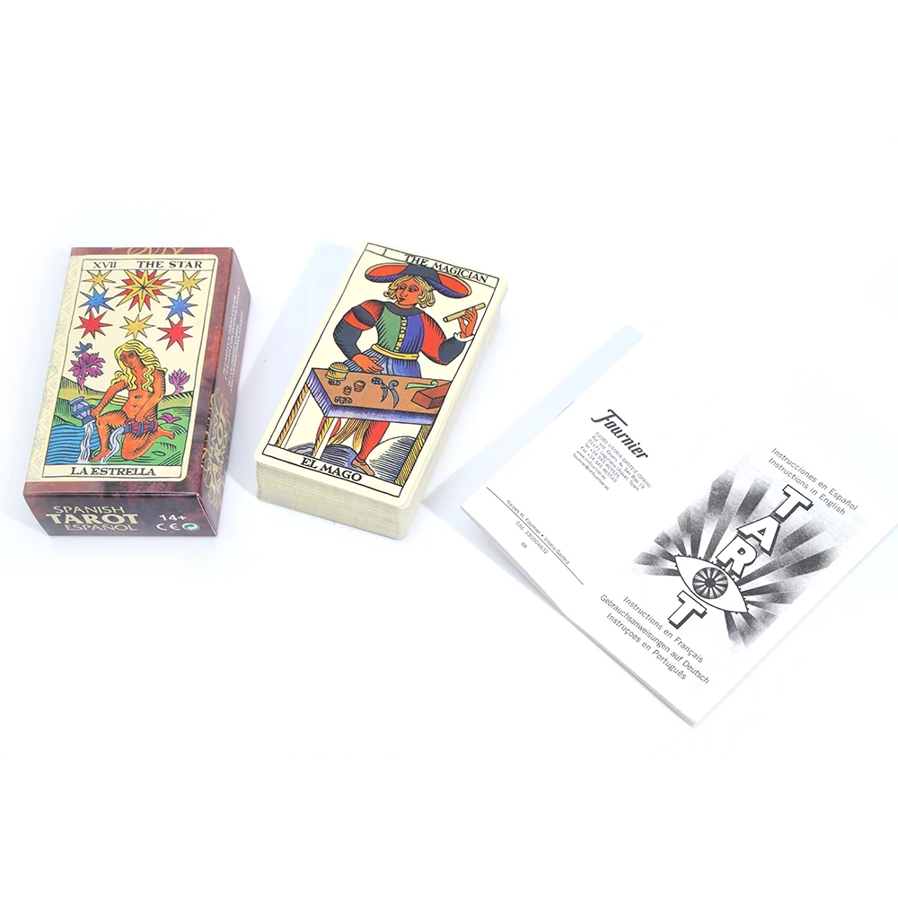Española La Estrella Tarot The Star Oracle Deck Hiszpański Zestaw Kart Boski z Papierowymi Poradnikami Gra Rodzinna