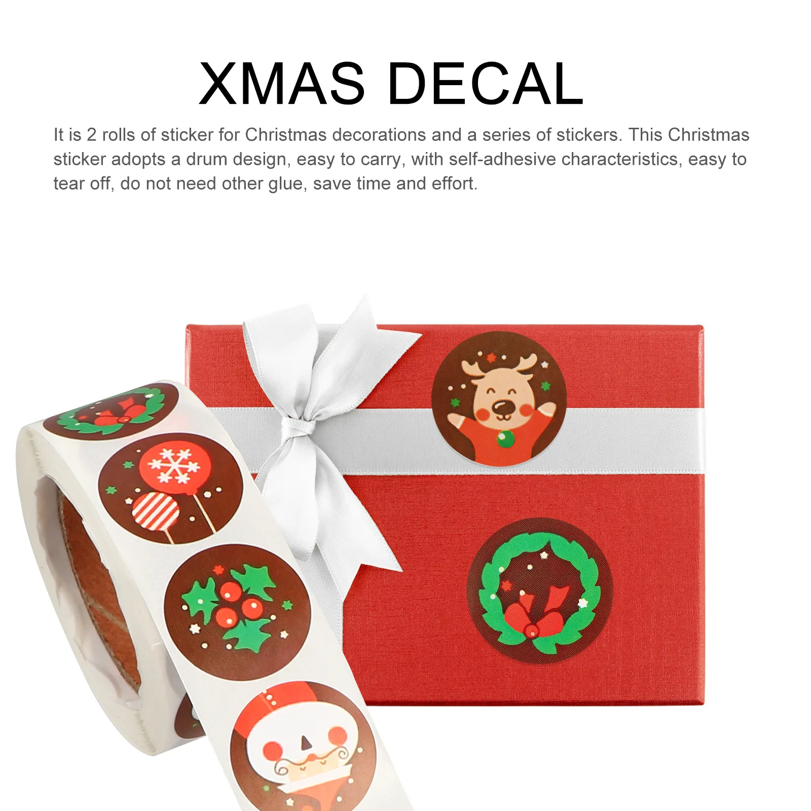 

100Pcs Christmas Stickers 1inch 15inch Self Adhesive Gift Tags Kraft Paper Decals Biscuit Packing Xmas Decoration Stickers