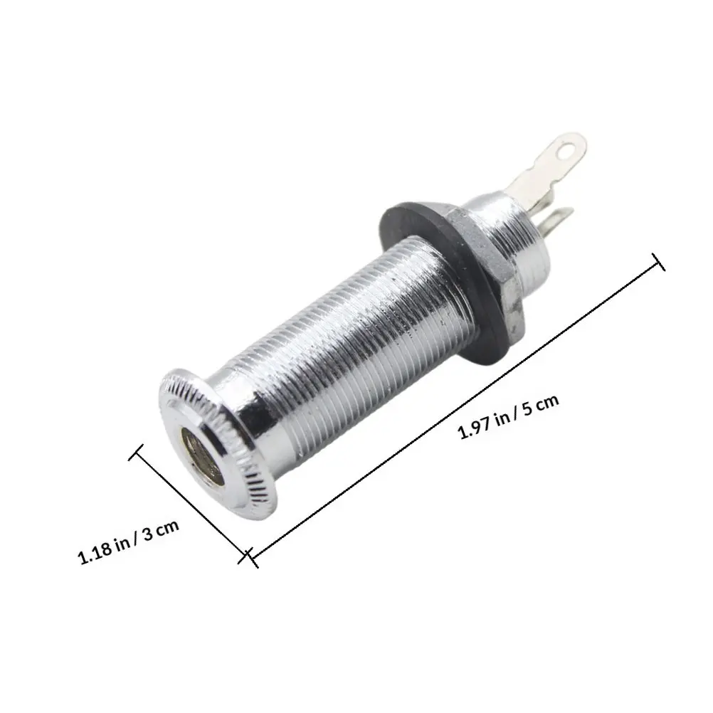 Metal Long Threaded Electric Guitar Bass Input Jack Socket Replacement Part Accessory
