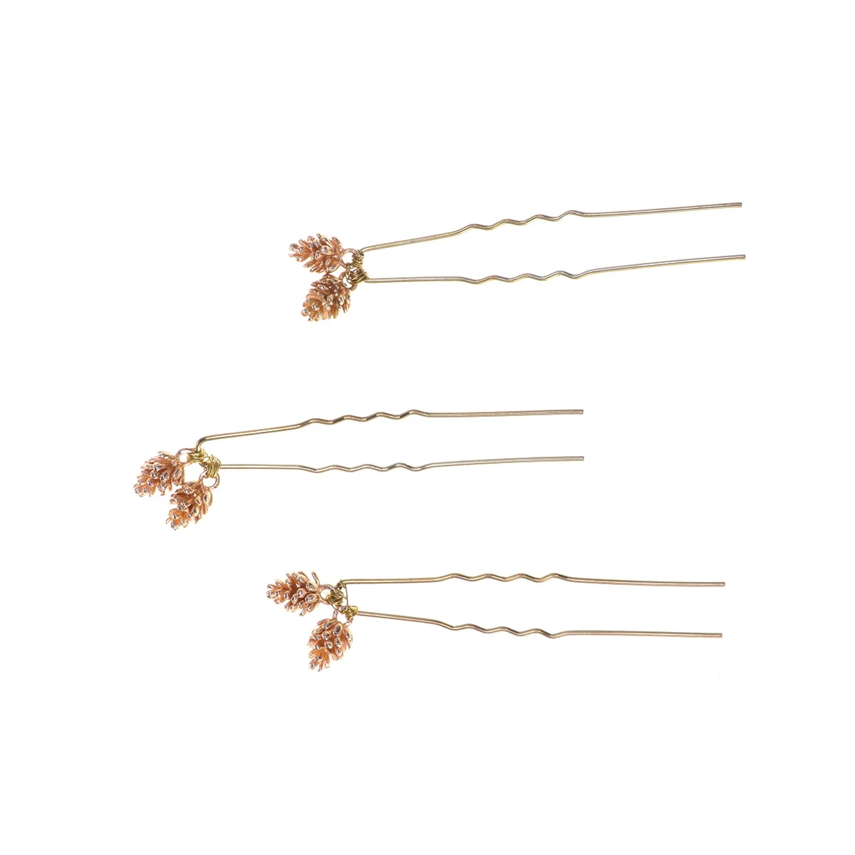 

3Pcs Alloy Pine Cone Hairpins Bridal Decorative Hair Pins Jewelry Accessories Women Wedding Party Charm Graceful Hair Clip