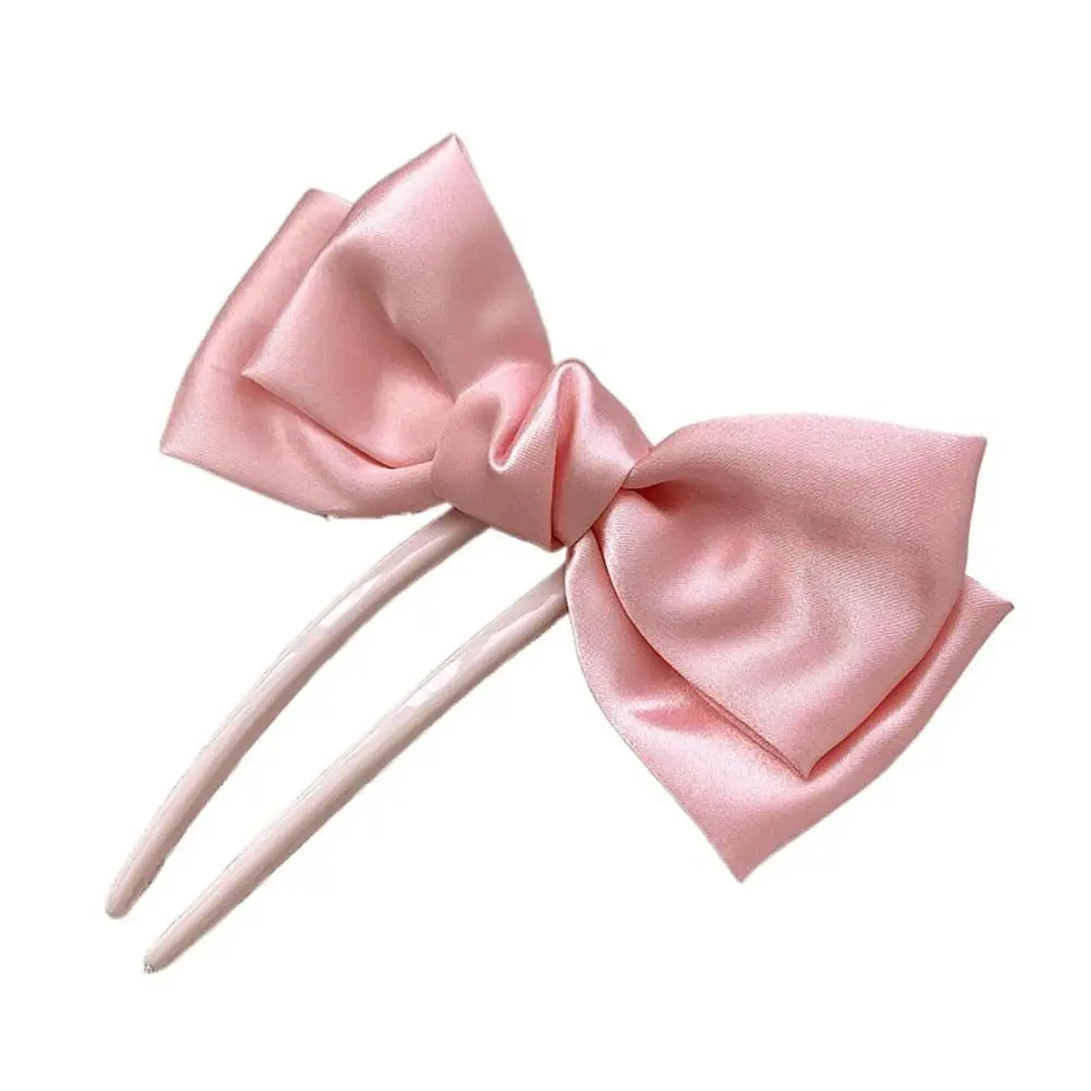 Fashion Cloth Bow Hair Stick Chinese Style Headdress U-shaped Hairpin Hair Accessories Plastic Pan Hair Fork Ladies