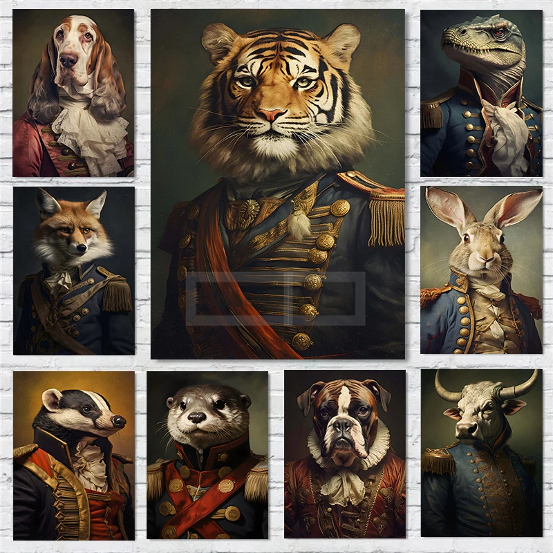 Renaissance Animal Poster Baroque Vintage Naval Animal Prints Canvas Painting Wall Art Pictures Home Room Gothic Victorian Decor