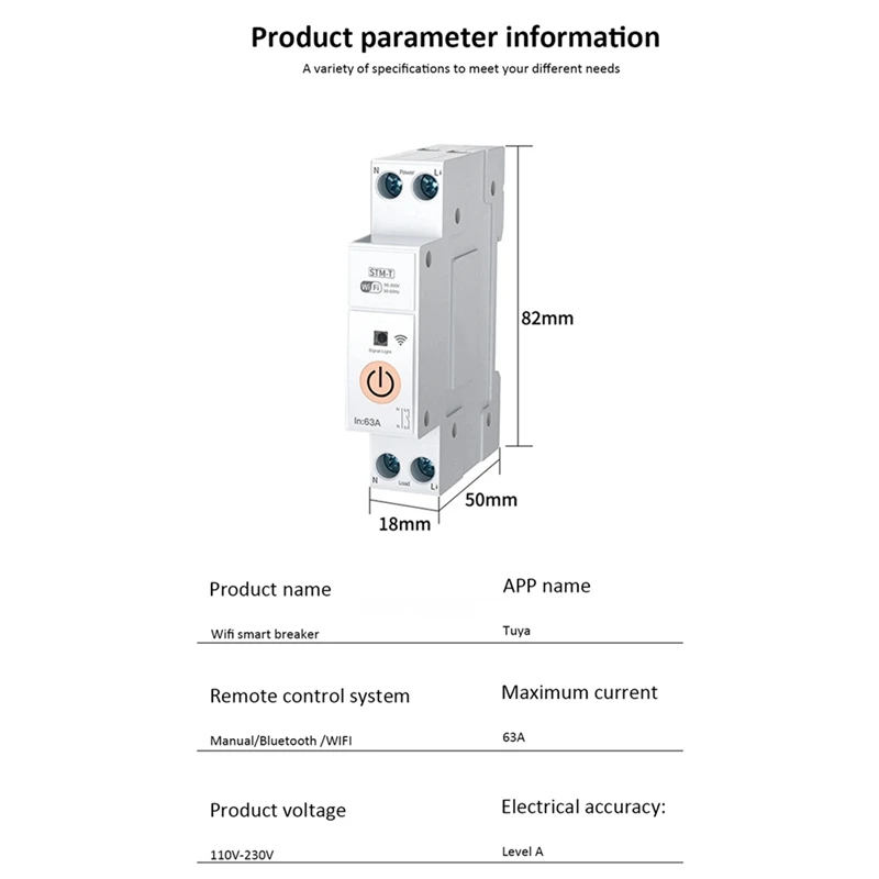 BAAG-Tuya Wi-Fi умный автоматический выключатель измерение мощности Din-рейка дистанционное управление умный дом кВтч измерительный таймер реле