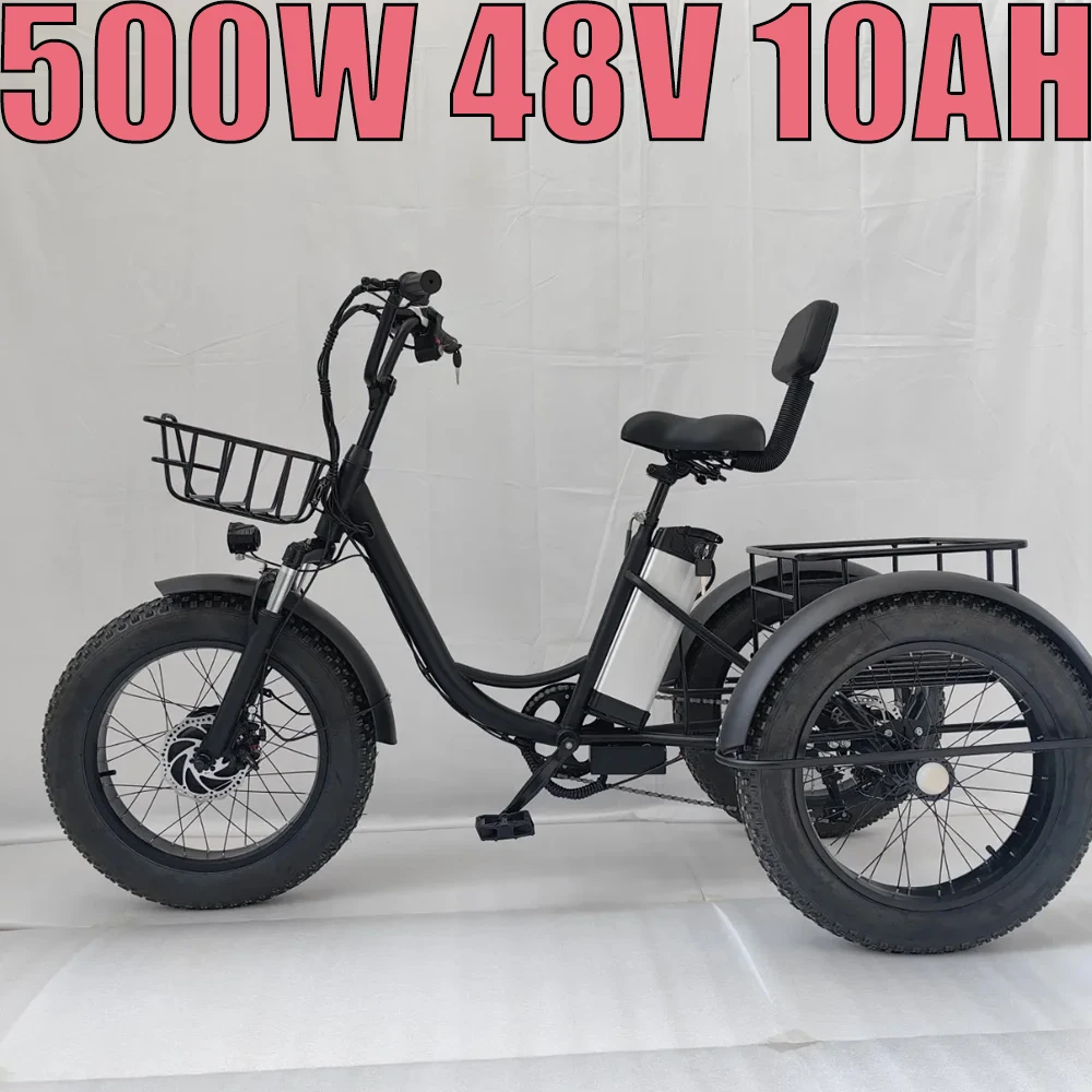 Electric Tricycle 20Inch Fat Tire Snow Lithium Battery Electric Bicycle Adult Ebike For Urban Commuting Leisure Shopping Outings