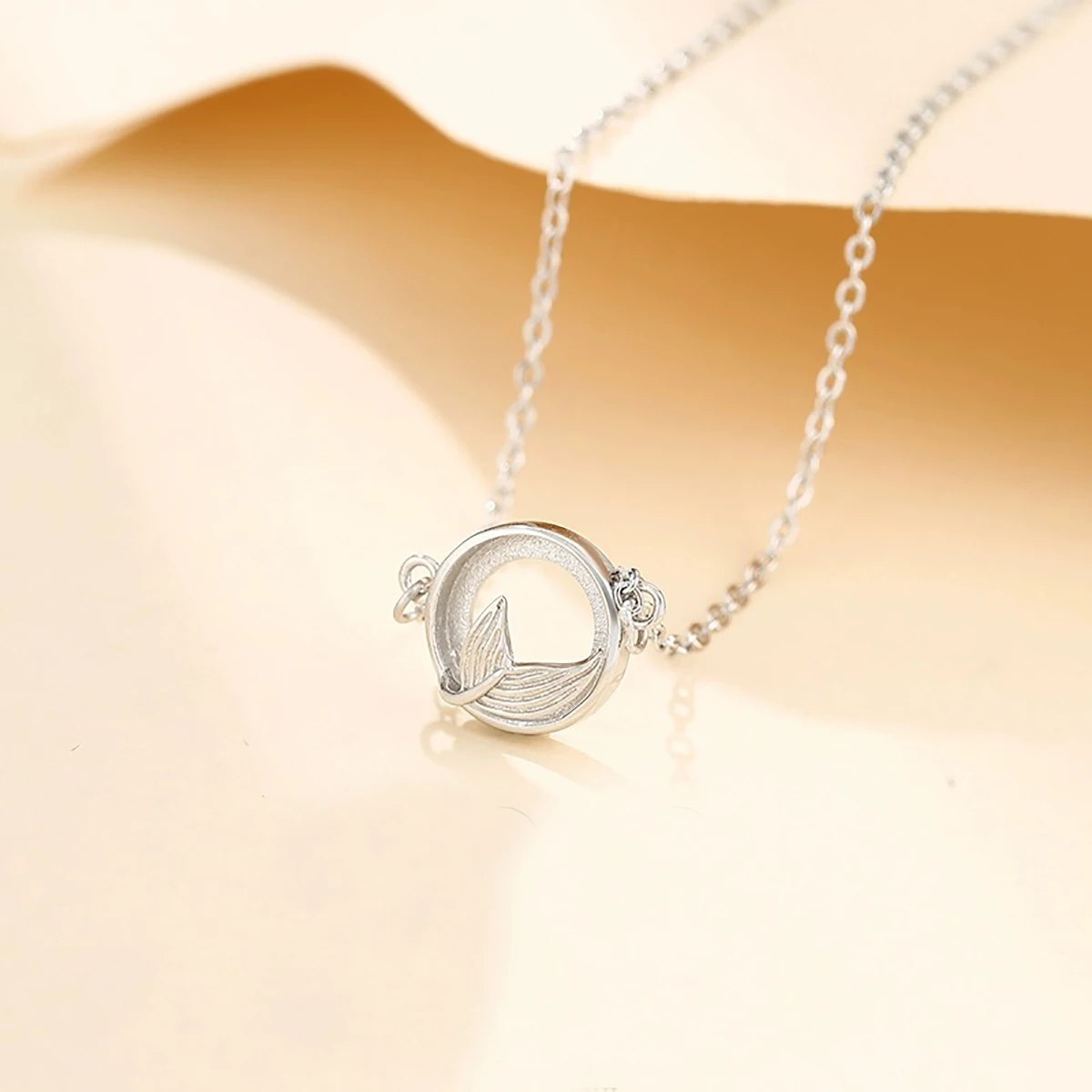 925 Sterling Silver Mermaid Tail Bezel Cup Pendant fit 8mm Cabochon Cameo Mounting Setting Necklace DIY Jewelry Making